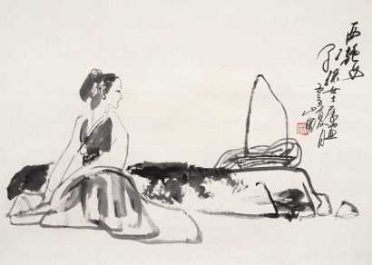吴山明 丙寅（1986年） 西施 镜心
